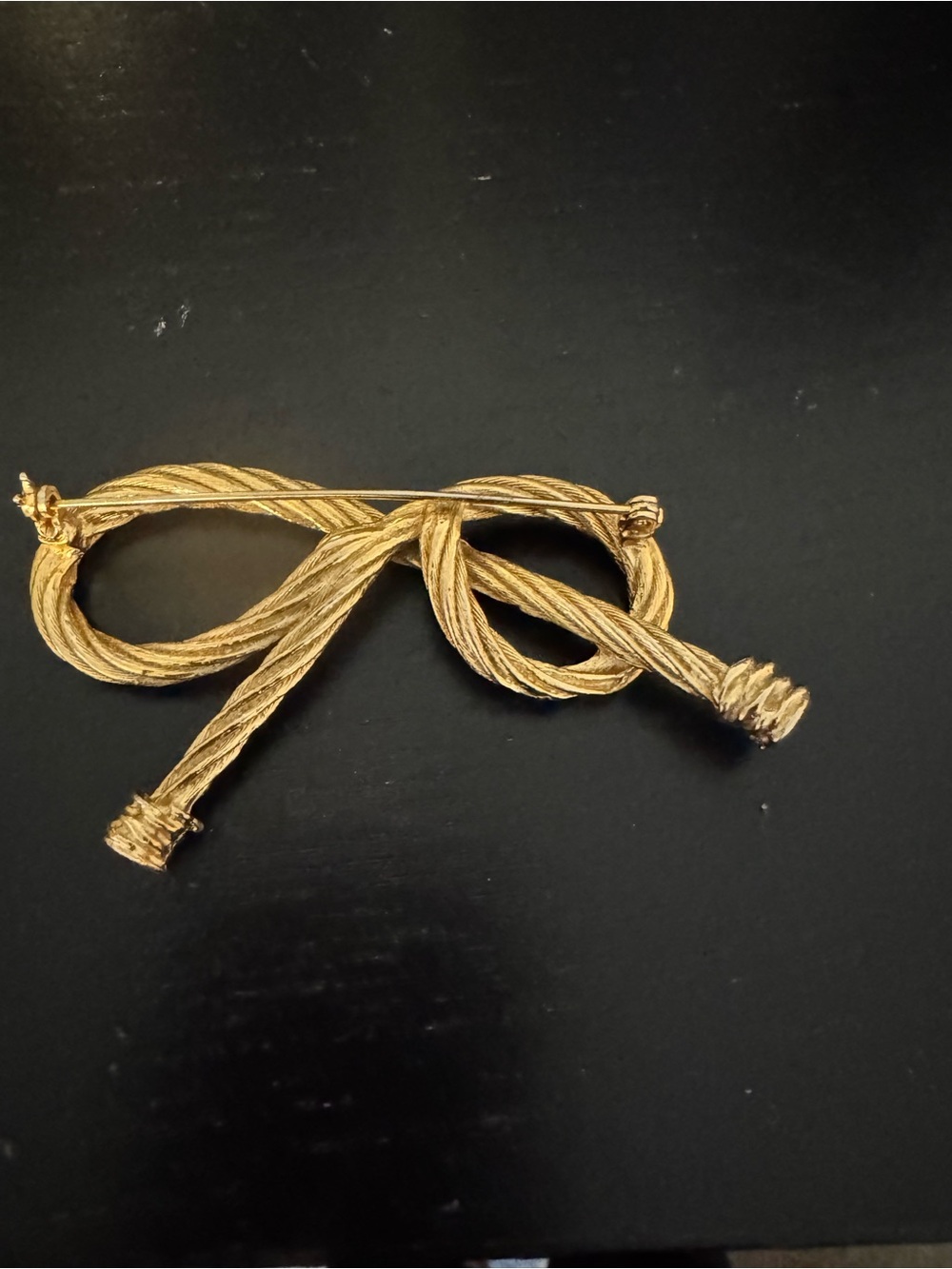 Gold Rope Bow Brooch - Designer Style Women's Jewelry - Picture 6 of 6